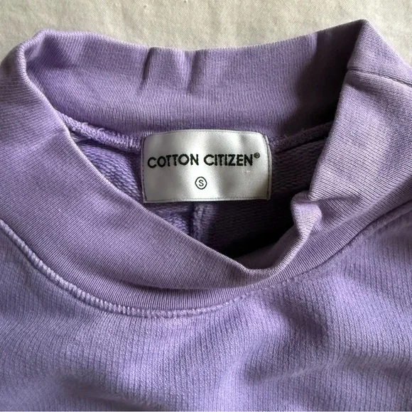 Cotton Citizen Milan Cropped Cotton-jersey Crewneck Sweatshirt In Purple Small - Picture 3 of 6